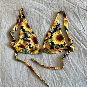 Agua Bendita Sunflower Triangle Bikini Top - Yellow, Black